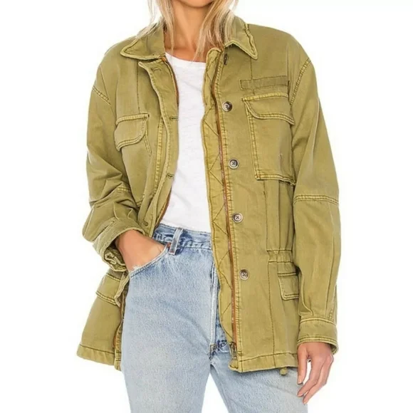 Free People Utility Jacket in Olive Green - Picture 4 of 14
